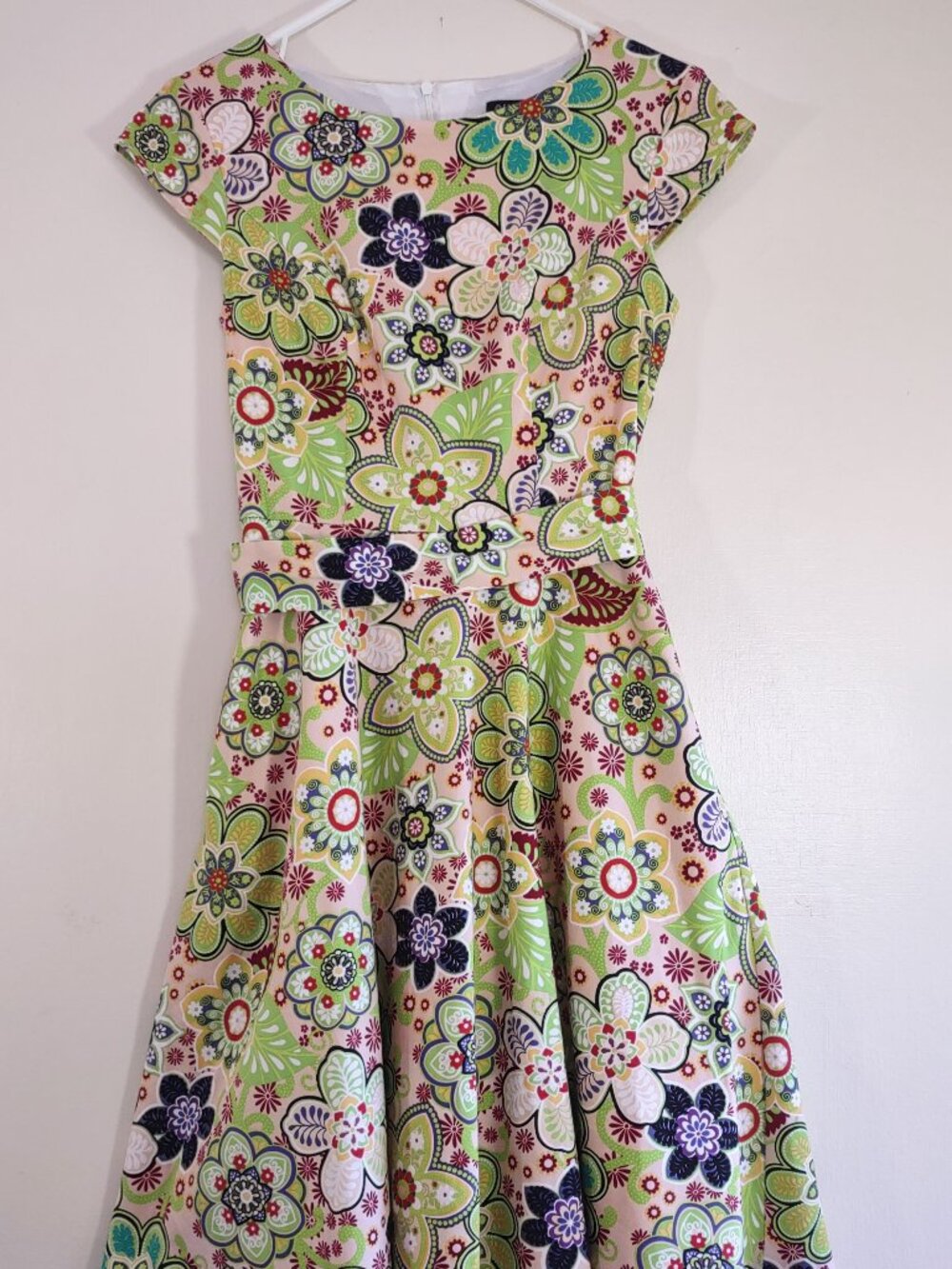 Pukavt Floral Dress Fit & Flare Sz XSmall 'Flower Power' Mod Indie Retro Hippie - Picture 4 of 11